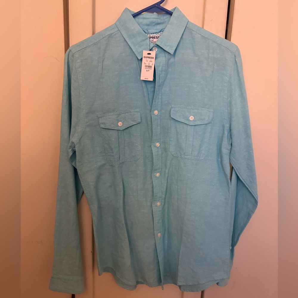 Express Aqua Button-Up Shirt